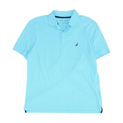 Blue Solid Short Sleeve Polo