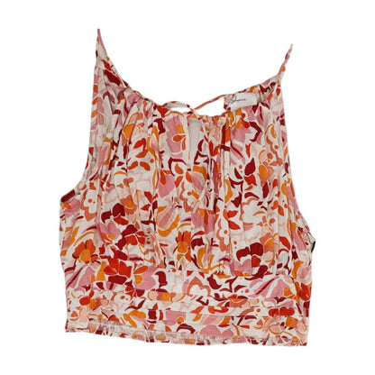 White Floral Sleeveless Blouse
