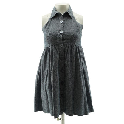 Blue Solid Mini Dress