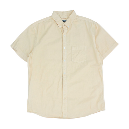 Orange Solid Short Sleeve Button Down