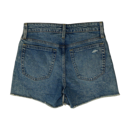 Blue Solid Denim Shorts