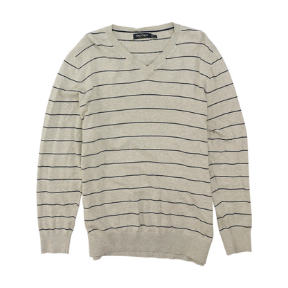 Gray Striped Pullover Sweater