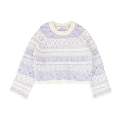 Purple Graphic Crewneck Sweater