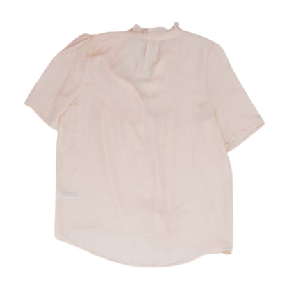 Pink Solid Short Sleeve Blouse