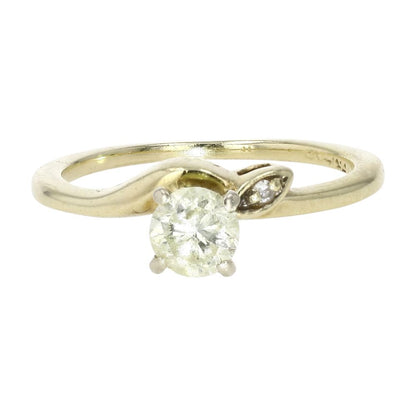 1/2 Ct 14K Gold Round Diamond With Diamond Accent Engagement Ring