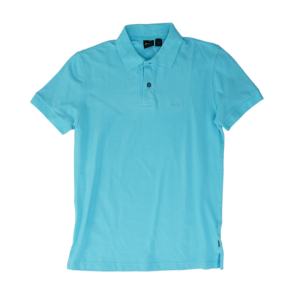 Blue Solid Short Sleeve Polo