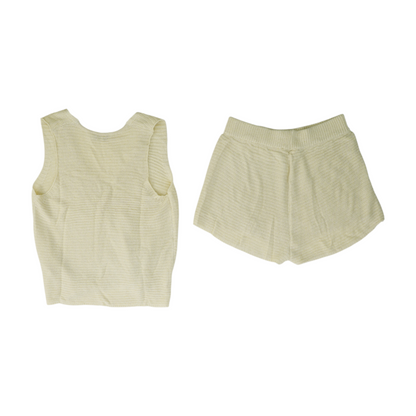 Beige Solid Short Set
