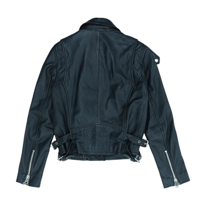 Black Solid Leather Jacket