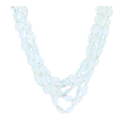14K Yellow Gold Aquamarine Beaded Necklace