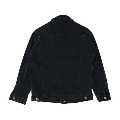 Black Solid Denim Jacket