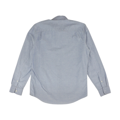 Blue Solid Long Sleeve Button Down
