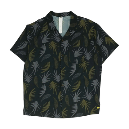 Black Print Short Sleeve Button Down