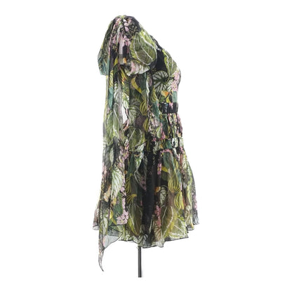 Botanical Tie-Strap Mini Dress