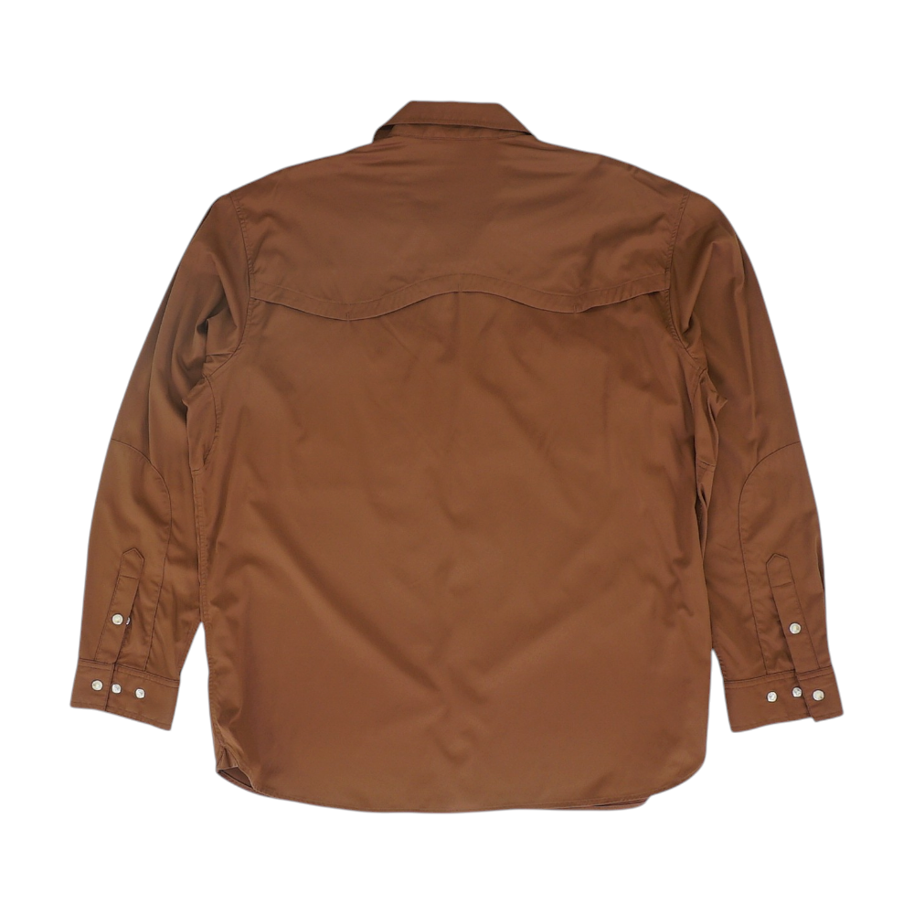 Brown Solid Long Sleeve Button Down