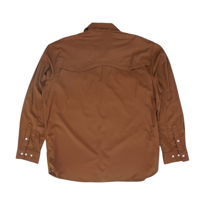 Brown Solid Long Sleeve Button Down