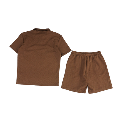 Brown Solid Short Set