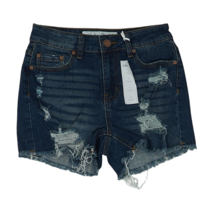Navy Solid Denim Shorts