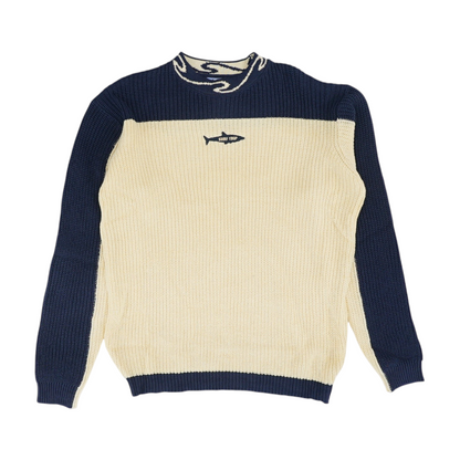 Beige Color Block Pullover Sweater