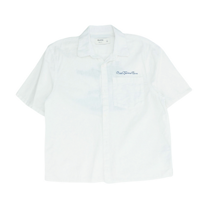 White Solid Short Sleeve Button Down