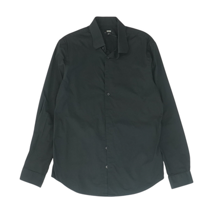 Black Solid Long Sleeve Button Down