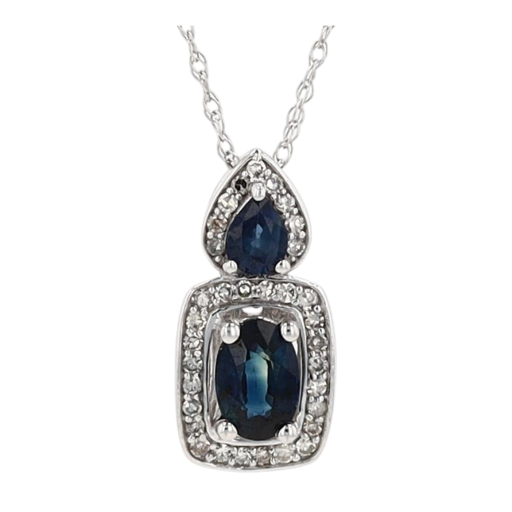 1/2 ctw 10K White Gold Sapphire Pendant Necklace – Image 3