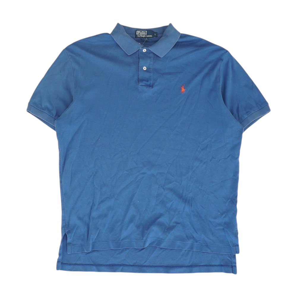 Blue Solid Short Sleeve Polo