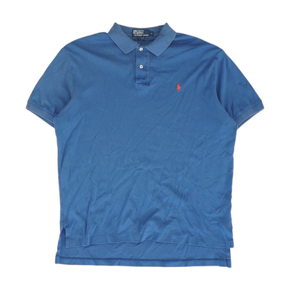 Blue Solid Short Sleeve Polo