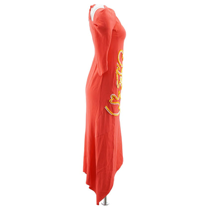 Coral Embroidered Detail Maxi Dress