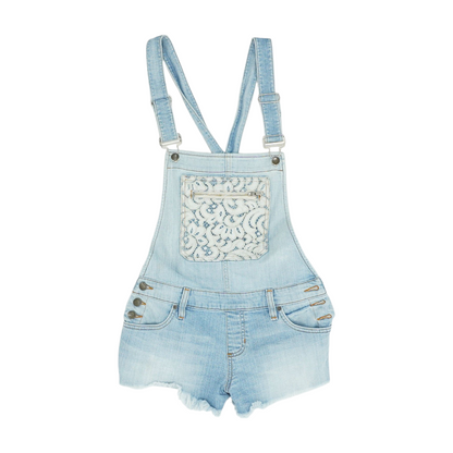 Blue Solid Overalls Shorts