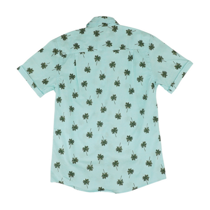 Blue Graphic Short Sleeve Button Down
