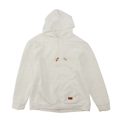 White Print Hoodie Pullover