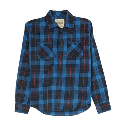 Navy Plaid Long Sleeve Button Down