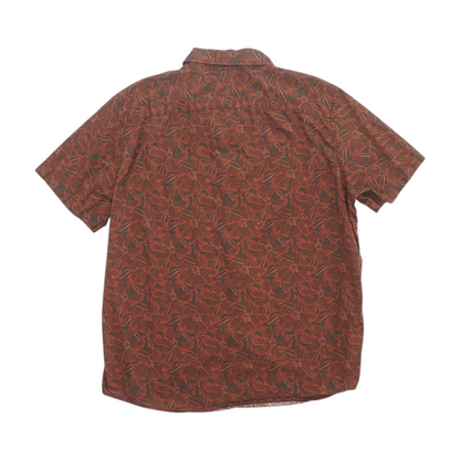 Burgundy Floral Short Sleeve Button Down