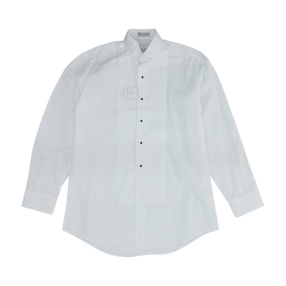 White Solid Tuxedo Button Down