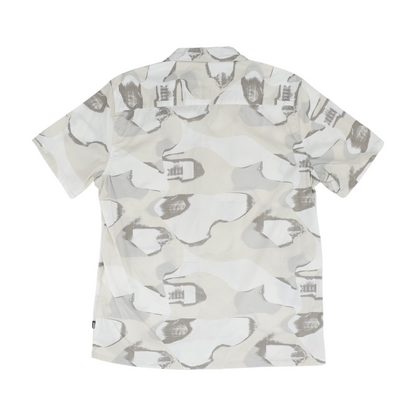 Gray Print Short Sleeve Button Down