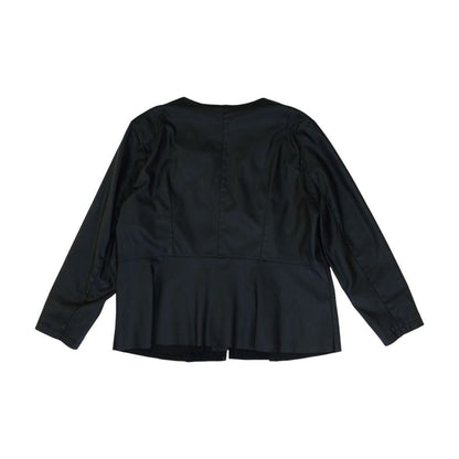 Black Plus Faux Leather Coat