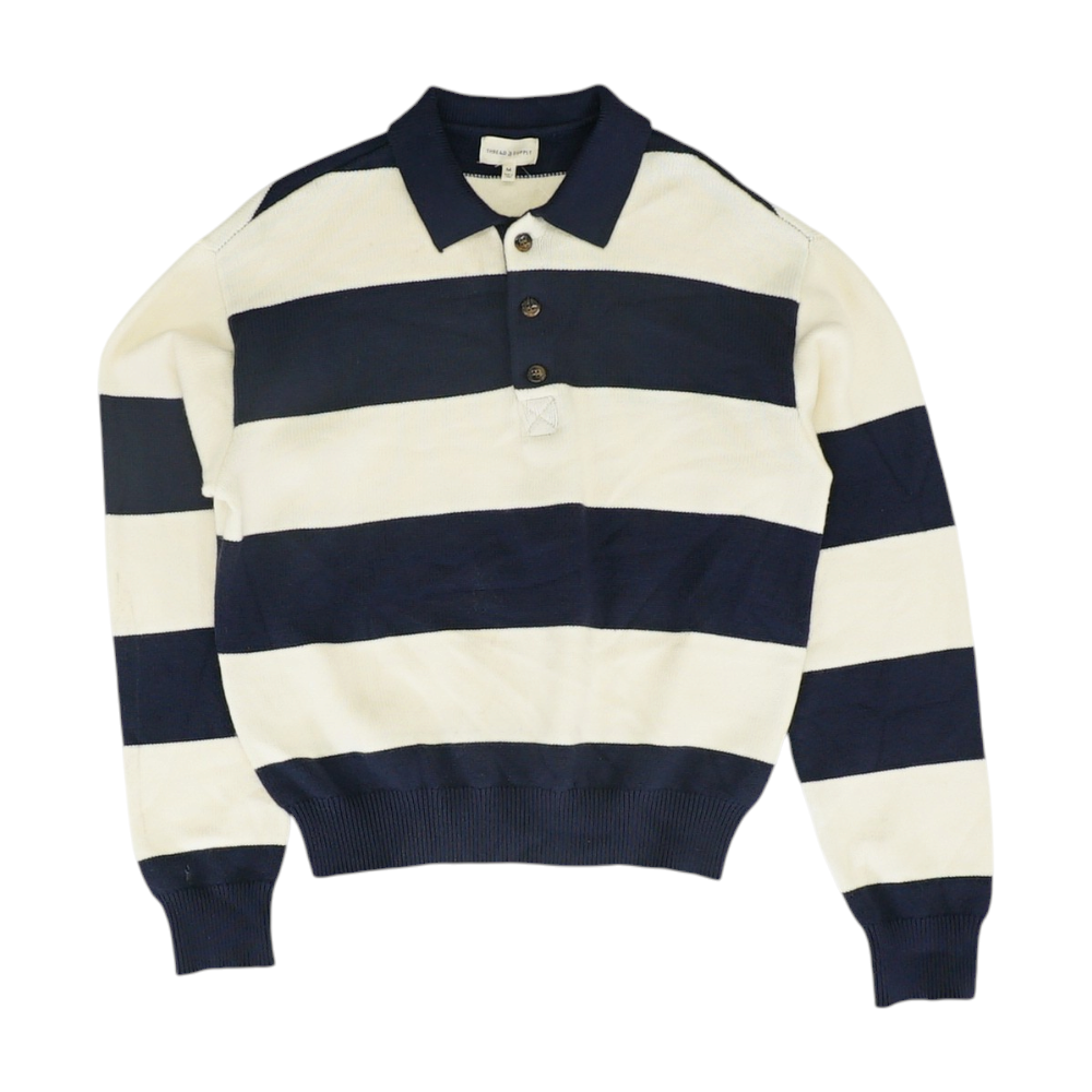 Navy Striped 1/4 Zip Sweater