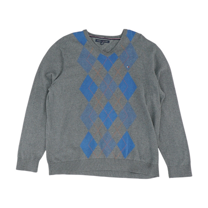 Gray Argyle Pullover Sweater