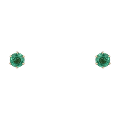 10K Yellow Gold Green Stone Stud Earrings