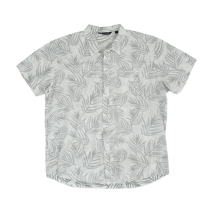 White Print Short Sleeve Button Down