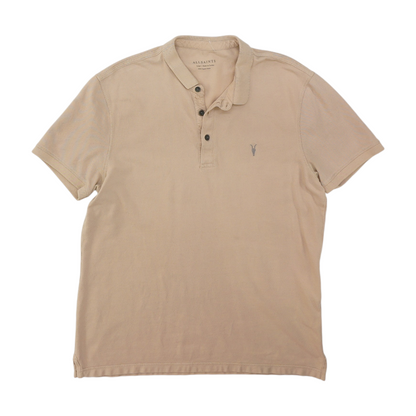 Beige Solid Short Sleeve Polo