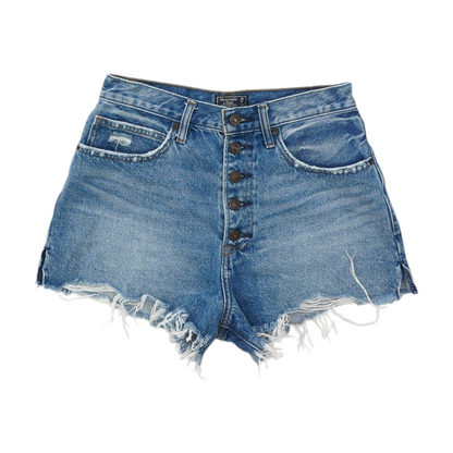 Blue Solid Denim Shorts