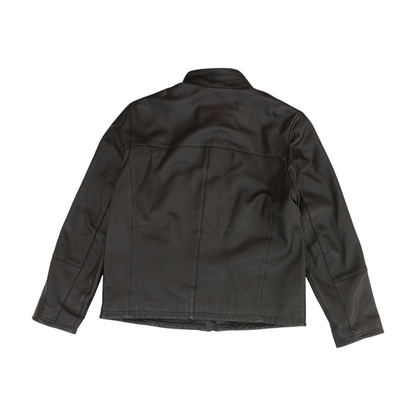 Brown Solid Leather Jacket