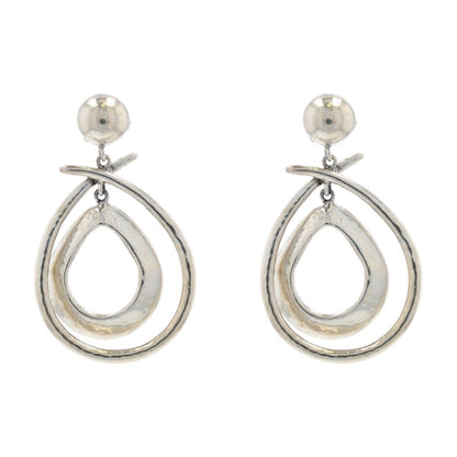 Sterling Silver Wire Surround Pear Dangle Earrings