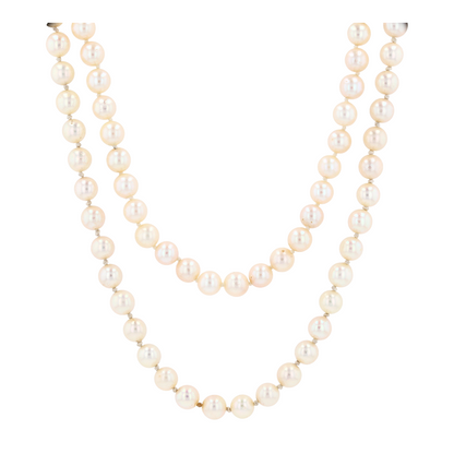 14K White Gold Cultured Pearl Beaded Necklace