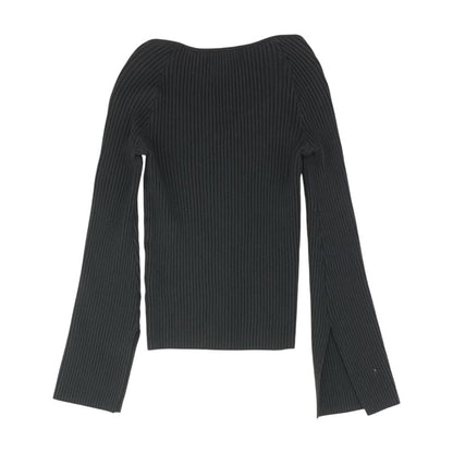 Black Solid Long Sleeve Blouse