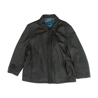 Black Solid Leather Jacket