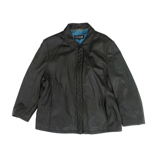 Black Solid Leather Jacket