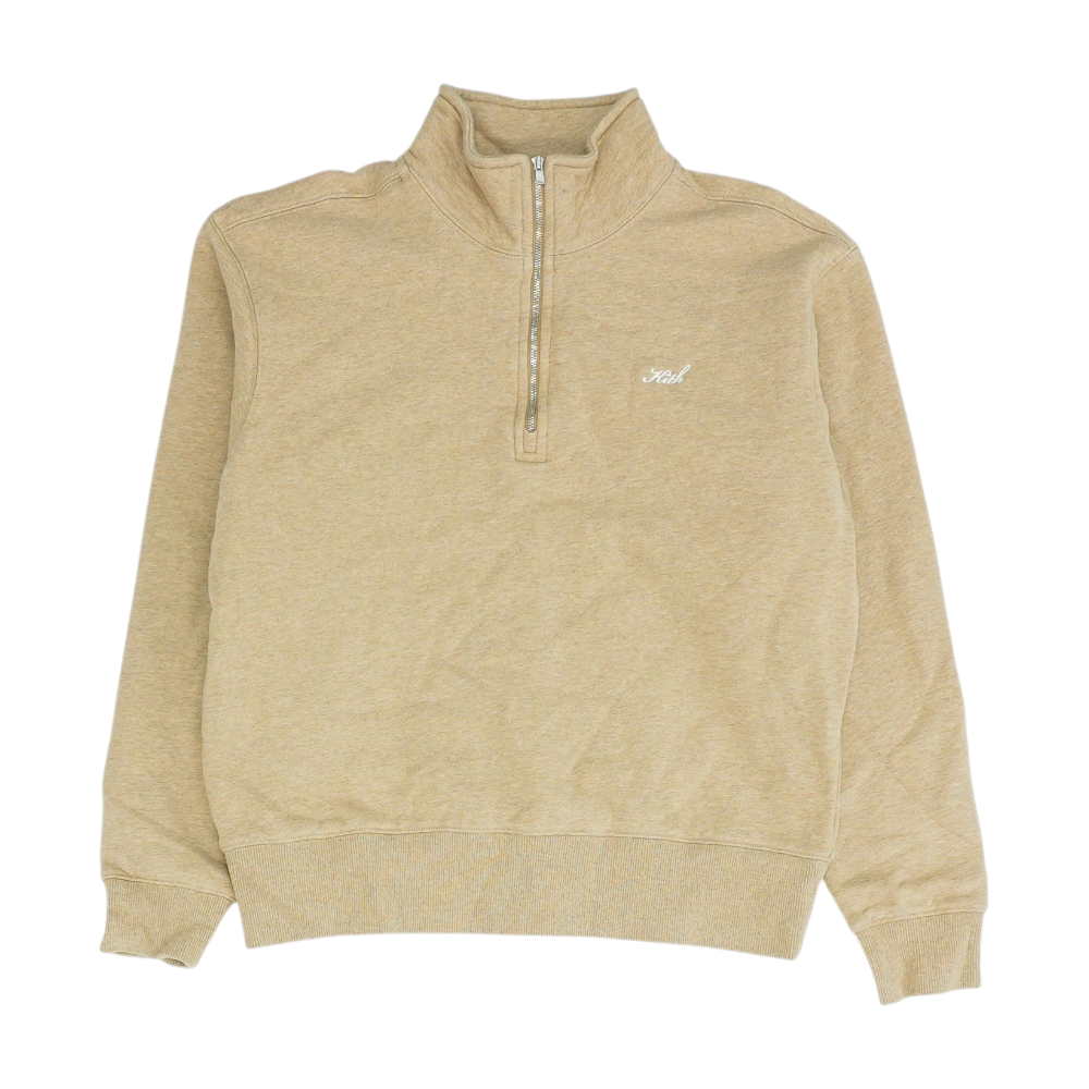 Brown Solid 1/4 Zip Pullover