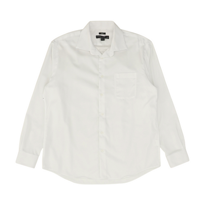 White Solid Long Sleeve Button Down